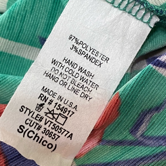 Green floral wrap look off the shoulder top Sz S - Picture 7 of 7